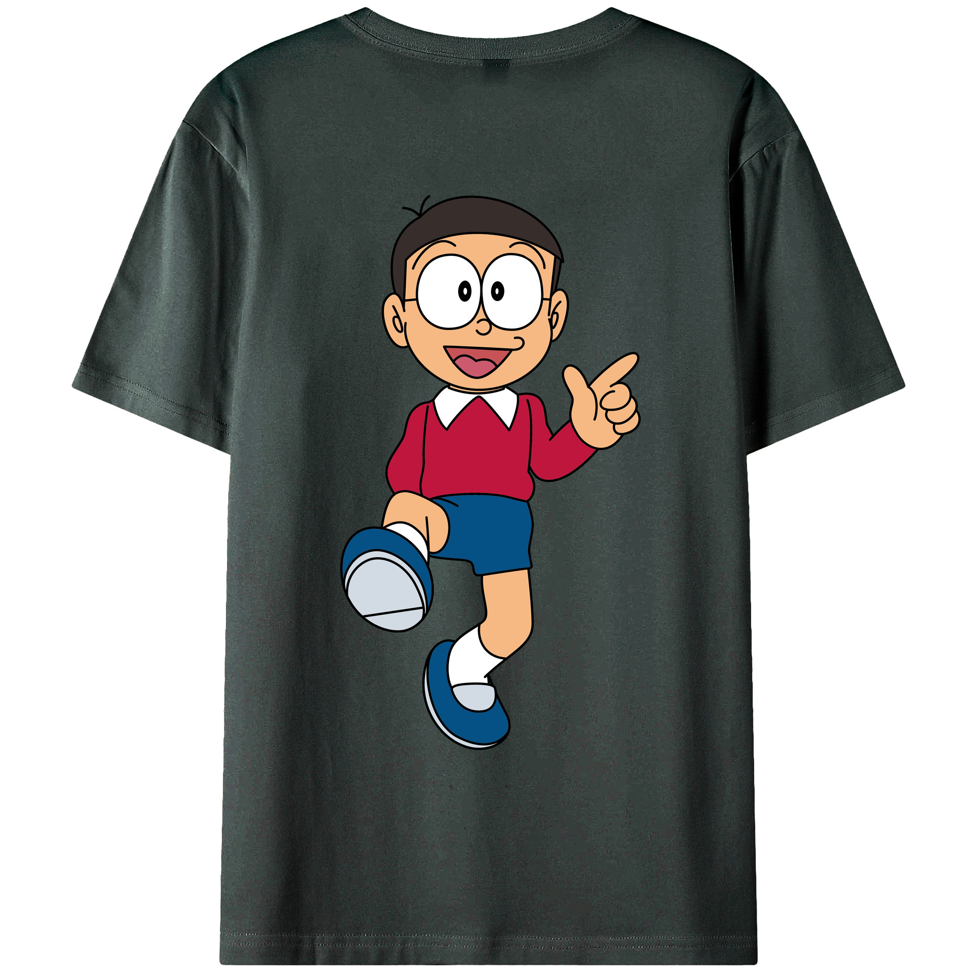 （画像用） ドラえもん 野比 のび太 Doraemon Nobita Nobi 綿100％ メンズ半袖Tシャツ（バックプリント） 通気性